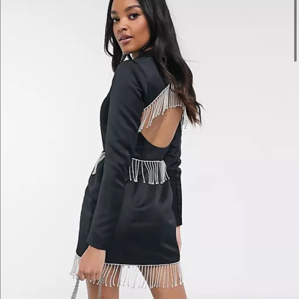ASOS DESIGN Luxe premium satin mini tux dress